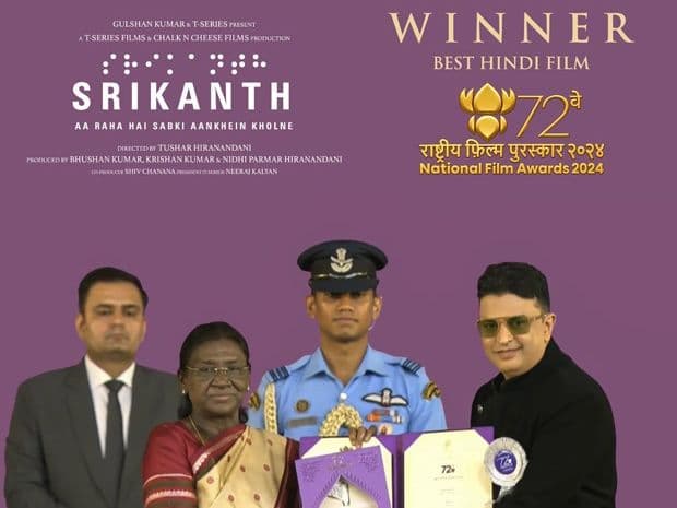 ‘Srikanth’ wins National Film Award; Bhushan Kumar takes trophy from President Droupadi Murmu