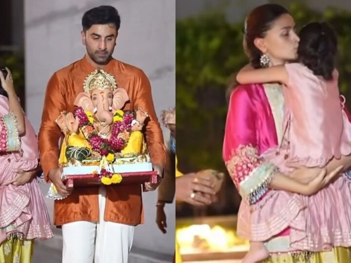 Ranbir Kapoor leads Ganesh visarjan; Alia Bhatt shields little Raha from flashbulbs