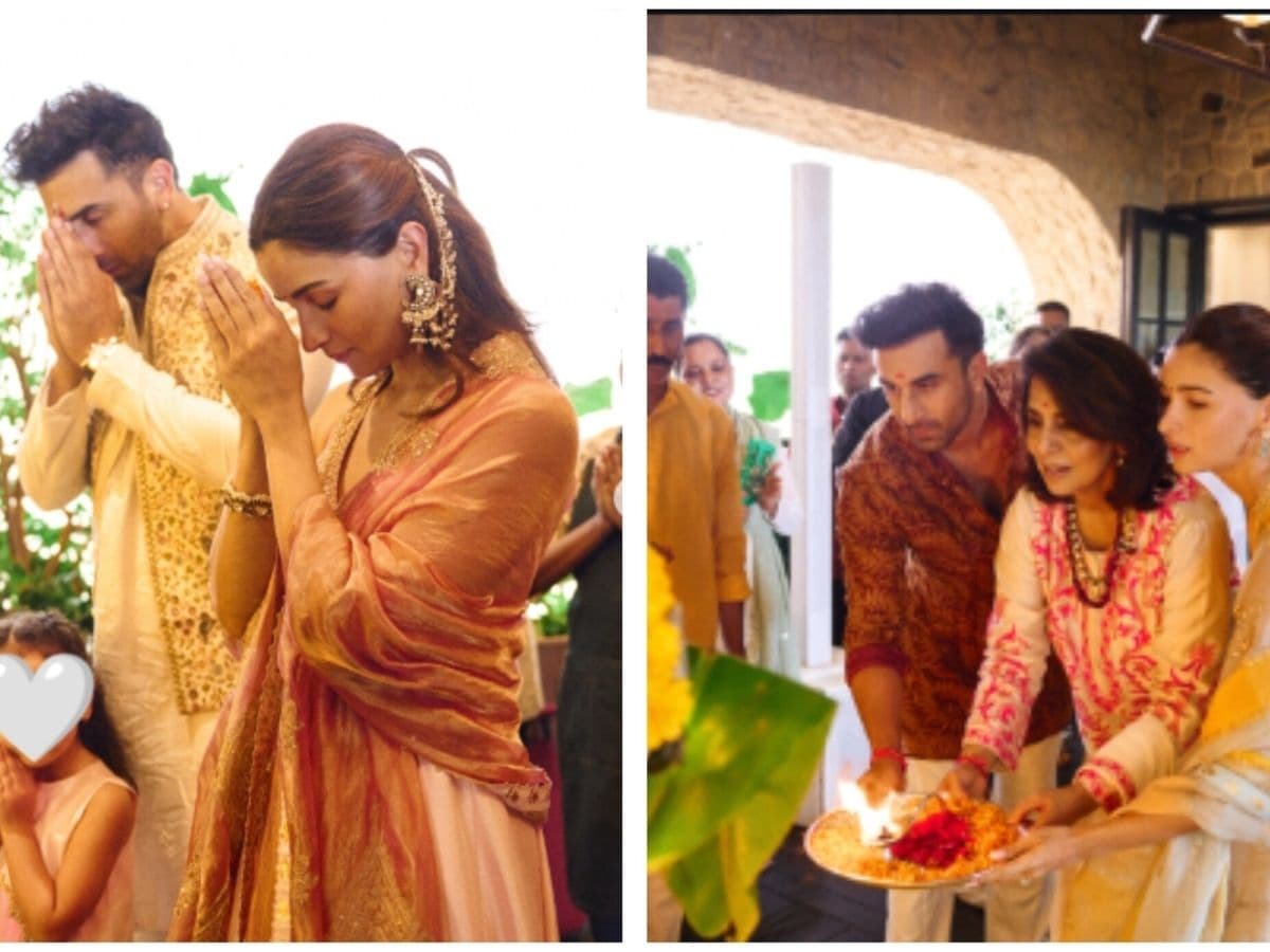 Alia Bhatt and Ranbir Kapoor Light Up Ganesh Chaturthi with Family Aarti; Daughter Raha Draws Ganesh Idol